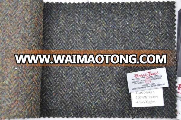 Herringbone pure wool men's tweed fabric